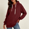 thumbnail image 1 of WIZUTIZ Women's Casual Hooded Pocket Sweatshirt Long Sleeve Pullover Hoodie Solid Color Relaxed Fit Fall Winter Everyday Warm Top, 1 of 9