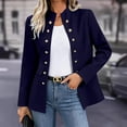 thumbnail image 1 of WIZUTIZ Women's Double Breasted Blazer Coat Stand Collar Long Sleeve Solid Color Winter, 1 of 8