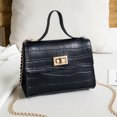 thumbnail image 1 of WIZUTIZ Women's Fashion Business Metal Buckle Croco Lines Small SquareBag Handbag for Women Womens Handbags Small Solid Bags Waterproof Durable Bag 1 PC Black, 1 of 2