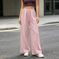thumbnail image 1 of WIZUTIZ Women's High Waist Wide Leg Trousers Elastic Waist Drawstring Side Stripe Pockets Full Length Casual Loose Pants Street Style Elegant, 1 of 7