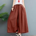 thumbnail image 1 of WIZUTIZ Women's Ice Silk Wide Leg Cropped Pants High Waist Elastic Band Lightweight Breathable Summer Trousers Solid Color Flowy Chic Soft, 1 of 5