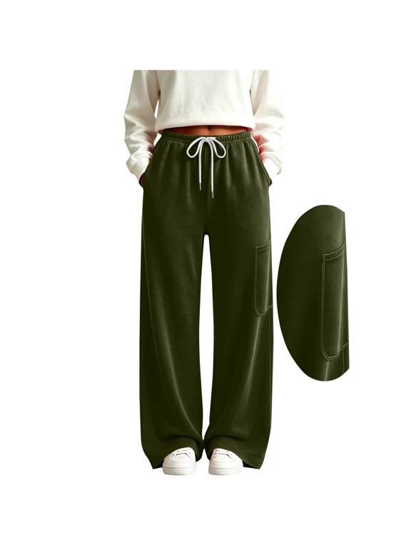 Women's Minimalist Wide Leg Sweatpants Solid Color Loose Silhouette Elastic Waist Modern Streetwear Pants