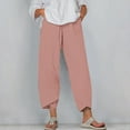 thumbnail image 1 of WIZUTIZ Women's Plus Size Pants Oversized Relaxed Baggy Wide Leg Trousers Elastic Stretch High Rise 7/8 Length Dress Pants Solid Asymmetrical Cropped Slacks Pants for Teen Girls Activewear Work Pink, 1 of 4
