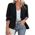 thumbnail image 1 of WIZUTIZ Women's Slim Fit Blazer Cardigan Turn Down Collar Long Sleeve Stretch Solid Color, 1 of 6