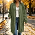thumbnail image 1 of WIZUTIZ Women's Solid Color Button Front Jacket Mid-Length Long Sleeve Pockets Loose Fit Casual Winter Warm Coat Outerwear, 1 of 7
