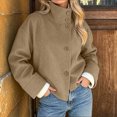 thumbnail image 1 of WIZUTIZ Women's Solid Color Button Front Jacket Turn Down Collar Long Sleeve Loose Casual, 1 of 7
