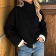 thumbnail image 1 of WIZUTIZ Women's Solid Color Button Front Jacket Turn Down Collar Long Sleeve Loose Casual, 1 of 7