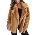 thumbnail image 1 of WIZUTIZ Women's Solid Color Cardigan Coat Lapel Collar Long Sleeve Soft Fleece Fall Winter, 1 of 6
