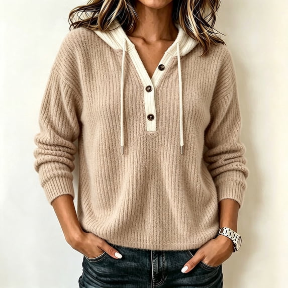 WIZUTIZ Women's Solid Color Hooded Sweatshirt Long Sleeve Pullover Hoodie Casual Fall Winter Everyday Comfort Basic Top