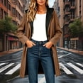 thumbnail image 1 of WIZUTIZ Women's Solid Color Wool Blend Hooded Coat Long Sleeve Loose Fit Lined Warm Winter Overcoat with External Pockets Casual Daily Outerwear, 1 of 7