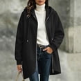 thumbnail image 1 of WIZUTIZ Women's Solid Color Zip Up Hoodie Drawstring Hood Mid-Length Sweatshirt Jacket Casual Loose Fit Outerwear with Pockets Fall Winter, 1 of 9