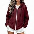thumbnail image 1 of WIZUTIZ Women's Solid Color Zip Up Hoodie Drawstring Hood Pockets Long Sleeve Casual Jacket Lightweight Fall Spring Outerwear, 1 of 7