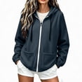 thumbnail image 1 of WIZUTIZ Women's Solid Color Zip Up Hoodie Drawstring Hood Pockets Long Sleeve Casual Jacket Lightweight Fall Spring Outerwear, 1 of 7