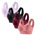 thumbnail image 1 of WIZUTIZ Women's T-Shirt Bra Bralettes for Women Plus Size 4-Pack Supportive Brassiere Wirefree Plunging Stretch Full Coverage Brassiere Solid Mesh Underwear for Older Women Swim XXXL Black, 1 of 2