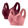 thumbnail image 1 of WIZUTIZ Women's T-Shirt Bra Womens Bras for Older Women 2PCS Supportive Bras Wireless Underarm Smoothing Smooth Full Coverage Bralettes Solid Mesh Underwear for Older Women Fitness XXXL Red, 1 of 2
