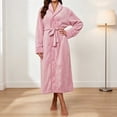 thumbnail image 1 of WIZUTIZ Women's Thick Coral Fleece Absorbent Belted Hooded Bathrobe Winter Cozy Loungewear Robe Long Sleeve Sleepwear with Pockets, 1 of 5
