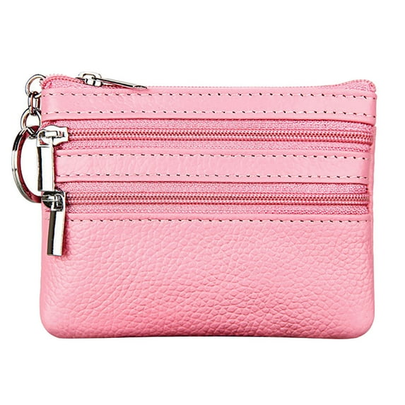 WIZUTIZ Women's Wallets & Purses with Credit Card Slots Billfolds with Keychain Women Card Case Purse Womens Womens Zipper Pockets Small Solid Bags Water Resistant Casual Bag 1 PC Pink