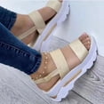 thumbnail image 1 of WIZUTIZ Womens Beach Sandals Flat Sandals Dress Sandals for Women Casual Comfortable Stretch Beach Sandals Pull-On Summer Shoes Flat Heel (O"-1) Wide Solid Sandals for Ladies Going Out Gold, 1 of 4