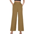 thumbnail image 1 of WIZUTIZ Womens Business Casual Pants Comfy Casual Loose Wide Leg Summer Pants Elastic Stretch High Waist Summer Pants Solid with Pockets Beach Pants Office Outdoor Multi-Color, 1 of 5