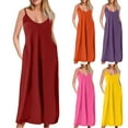 thumbnail image 1 of WIZUTIZ Womens Dresses Casual Stylish Baggy Sling Pleated with Pockets Solid Tank Dress Sleeveless V-Neck Pleated Dress for Womens Midi Dress Wrinkle-Free Club Dress Multi-Color, 1 of 5