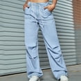 thumbnail image 1 of WIZUTIZ Womens Jeans Wide Leg Trousers Lightweight Drawstring Pants Women's Solid Elegant Lace Tax Free Weekend, 1 of 5