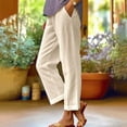 thumbnail image 1 of WIZUTIZ Womens Linen Pants Plain Relaxed Relaxed Fit Wide Leg Summer Pants Stretch Elastic High Waist Palazzo Pants Solid Straight Leg with Pockets Trousers Tiktok Trend Items Outdoor Multi-Color, 1 of 4