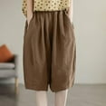 thumbnail image 1 of WIZUTIZ Womens Long Shorts Active Wide Leg Casual Baggy Shorts High Waist Solid Shorts Knee-Length with Pockets Trousers for Ladies Fitness Club Multi-Color Linen, 1 of 2
