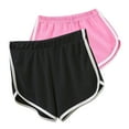 thumbnail image 1 of WIZUTIZ Womens Running Shorts Plus Size Relaxed Fitted Running Dolphin Shorts Pack of 2 Elastic Spandex Mid Rise High Cut Swimwear Solid Swim Shorts for Ladies Travel Pink, 1 of 2