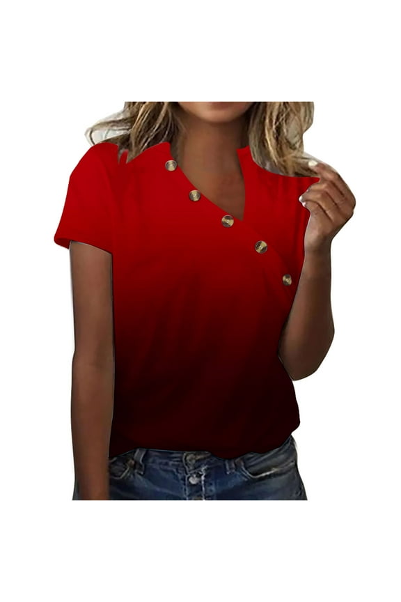 Womens Shirts up to 60% Off Casual Flowy Fluffy Tops Short Sleeve Solid Blouse Sports V-Neck Comfy Tshirts Plain Elegant Cotton Blend Tee T-shirt Cozy Style Breathable Ladies Tshirt Shirts