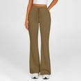thumbnail image 1 of WIZUTIZ Womens Sweatpants Flared Drawstring Oversized Trendy Fitted Yoga Pants Spandex Elastic High Rise Full Length Leggings Solid Pants for Ladies Workout Vacation Brown, 1 of 6