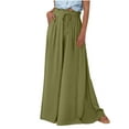 thumbnail image 1 of WIZUTIZ Womens Work Pants Comfy Stylish Relaxed Fit Wide Leg Sweatpants Elastic Spandex High Rise Slacks Pants Solid Flowy Drawstring with Pockets Palazzo Pants Fitness Club Green, 1 of 6
