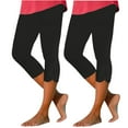 thumbnail image 1 of WIZUTIZ Womens Workout Leggings Capri Thin Leisure Slimming Cut Off Yoga Sweatpants Elastic Stretch High Rise 2PC Sweatpants Solid Cropped Pants for Lady Gym Work Black, 1 of 5