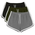 thumbnail image 1 of WIZUTIZ Womens Workout Shorts Retro Stylish Fitted Sports Dolphin Shorts 3 Packs Elastic Spandex Mid Rise Split Drawstring Swimwear Solid Swimsuit for Ladies Vacation Green, 1 of 6