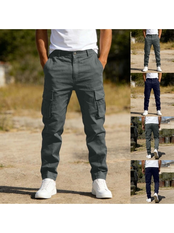 Work Cargo Pants for Men Casual High Waisted Wide Leg Cargo Pants with Pockets Hiking Trousers Quick Dry Cargo Jeans