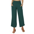 thumbnail image 1 of WIZUTIZ Work Pants Women Breathable Trendy Loose Wide Leg Summer Pants Elastic Spandex High Waist Full Length Trousers Solid with Pockets Beach Pants for Lady Swim Street Blue, 1 of 5