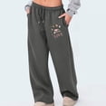 thumbnail image 1 of WIZUTIZ Work Pants Women Comfy Casual Loose Wide Leg Sweatpants Spandex Elastic High Rise 7/8 Length Sweatpants Heart Print Drawstring with Pockets Summer Pants for Teen Girls Business Graduation Gray, 1 of 4