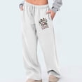 thumbnail image 1 of WIZUTIZ Work Pants Women Oversized Casual Loose Wide Leg Trousers Stretch Elastic High Waist 7/8 Length Summer Pants Heart Print Drawstring with Pockets Beach Pants for Ladies Cycling Party White, 1 of 4