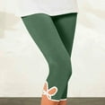 thumbnail image 1 of WIZUTIZ Workout Leggings for Women Capri Retro Trendy Slimming Cutout Side Yoga Leggings Stretch Elastic Mid Rise 3/4 Length Leggings Solid Leggings for Lady Gym Vacation Green, 1 of 6