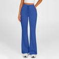 thumbnail image 1 of WIZUTIZ Yoga Leggings for Women Flared Drawstring Classic Trendy Skinny Yoga Pants Spandex Elastic High Waist 7/8 Length Pants Solid Trousers for Lady Tiktok Trend Items Work Blue, 1 of 6