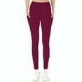 thumbnail image 1 of WIZUTIZ Yoga Leggings for Women with Pockets Comfy Casual Slim Yoga Leggings Elastic Spandex High Rise 7/8 Length Pants Solid Trousers for Teen Girls Yoga Vacation Red, 1 of 1
