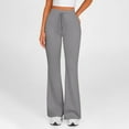 thumbnail image 1 of WIZUTIZ Yoga Pants Women Flared Drawstring Retro Relaxed Skinny Yoga Leggings Spandex Elastic High Waist Full Length Pants Solid Pants for Lady Swim Outdoor Gray, 1 of 6