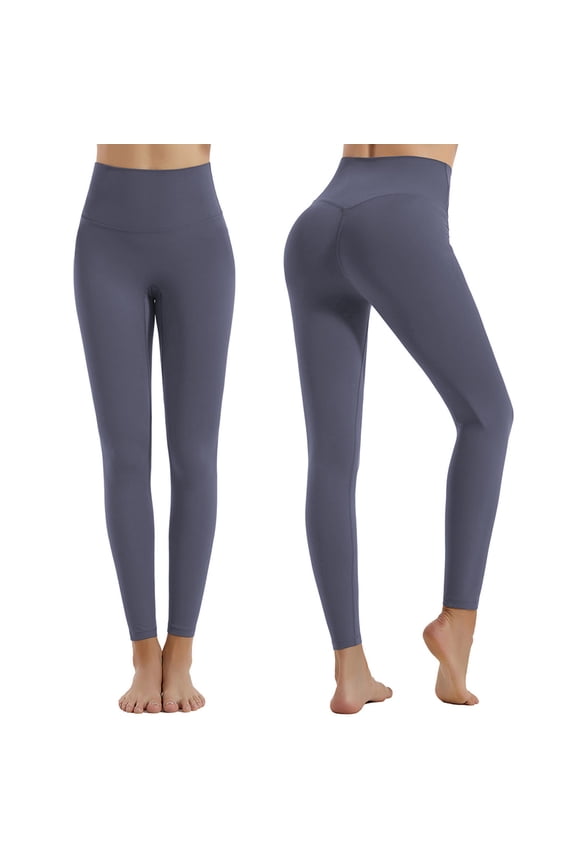 Yoga Pants Women Lightweight Casual Skinny Yoga Trousers Elastic Stretch High Rise Full Length Pants Solid Trousers for Lady Tiktok Trend Items Vacation Gray