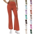 thumbnail image 1 of WIZUTIZ Yoga Pants Women Lightweight Relaxed Slimming Ribbed Flared Yoga Pants Elastic Spandex High Rise Full Length Trousers Solid Pants for Ladies Dance Work Multi-Color, 1 of 1
