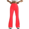 thumbnail image 1 of WIZUTIZ Yoga Pants Women Retro Relaxed Fitted Flared Yoga Sweatpants Spandex Elastic High Waist Full Length Leggings Solid Trousers for Ladies Seamless Beach Red, 1 of 4
