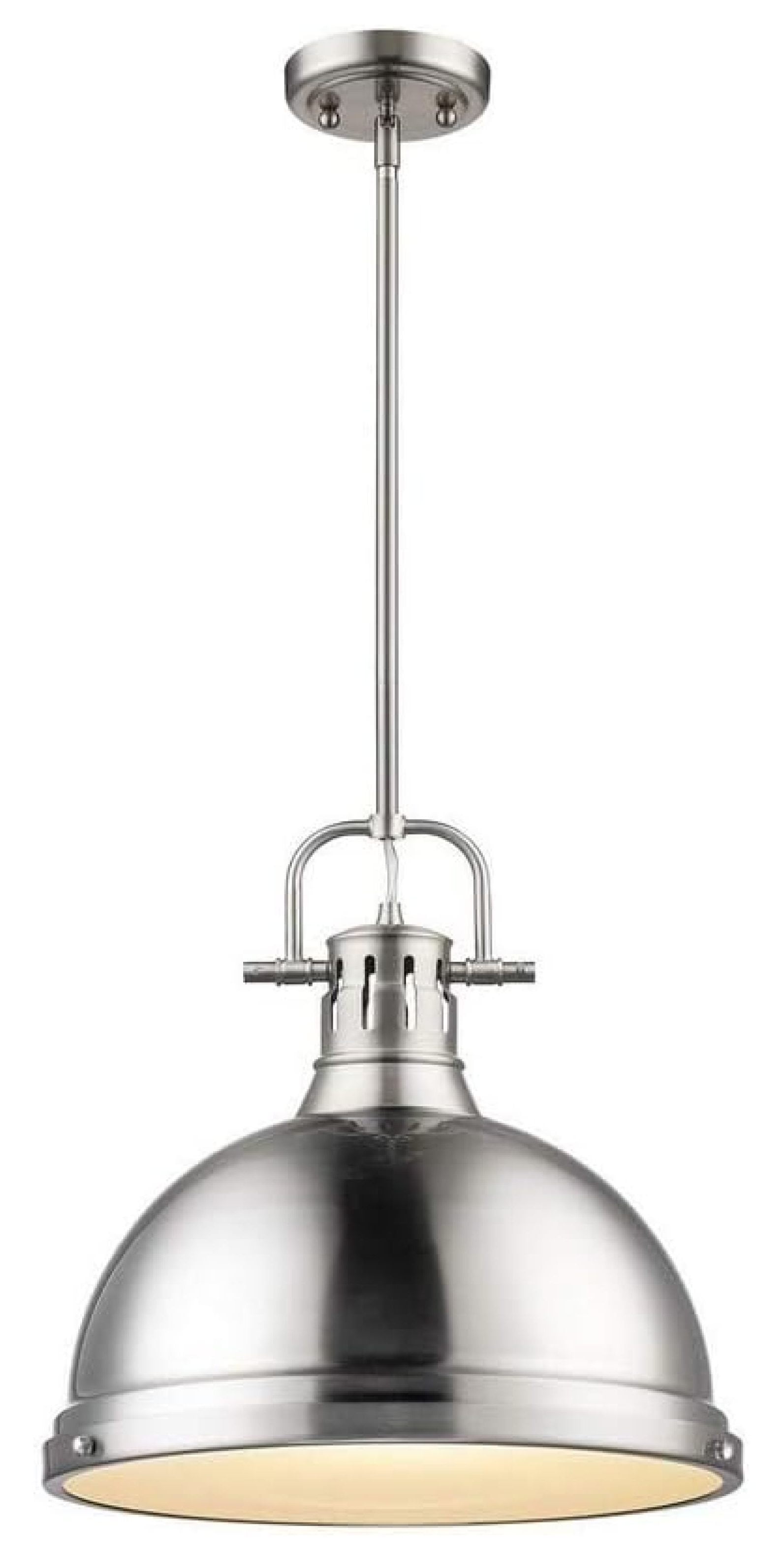 Pewter 14" Industrial Pendant Light with Glass Diffuser