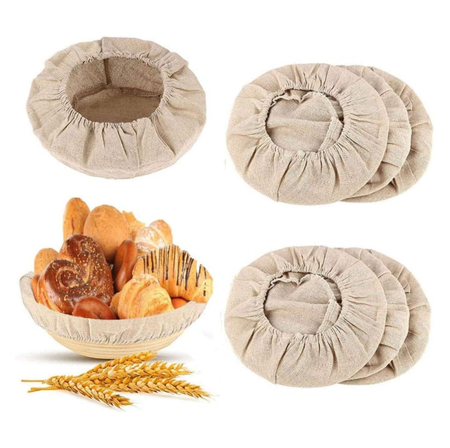 WIixle 6 Packs Round Bread Proofing Basket Cloth Liner, Linen Liner