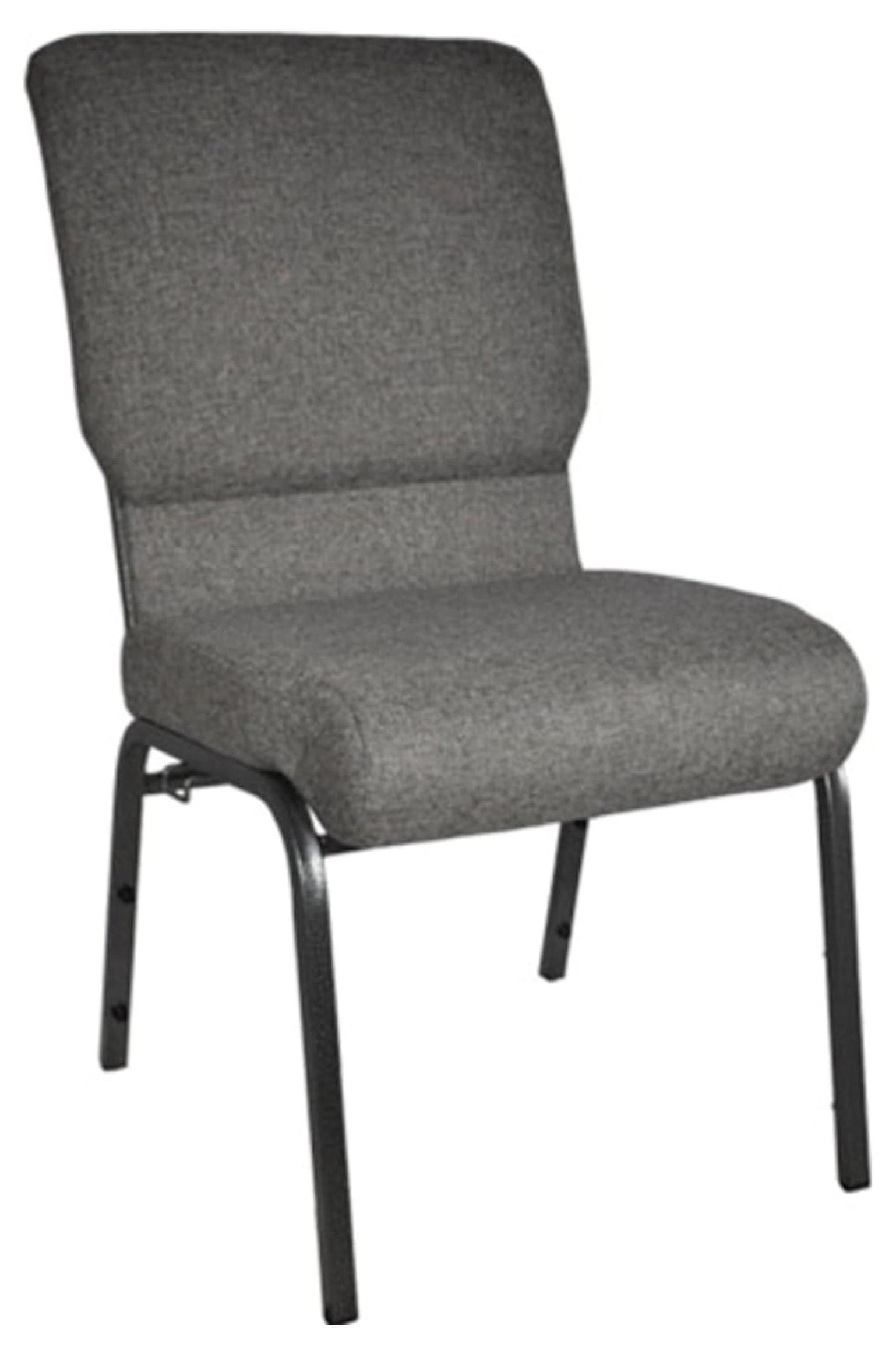 Charcoal Gray Fabric and Metal Stacking Church Chair