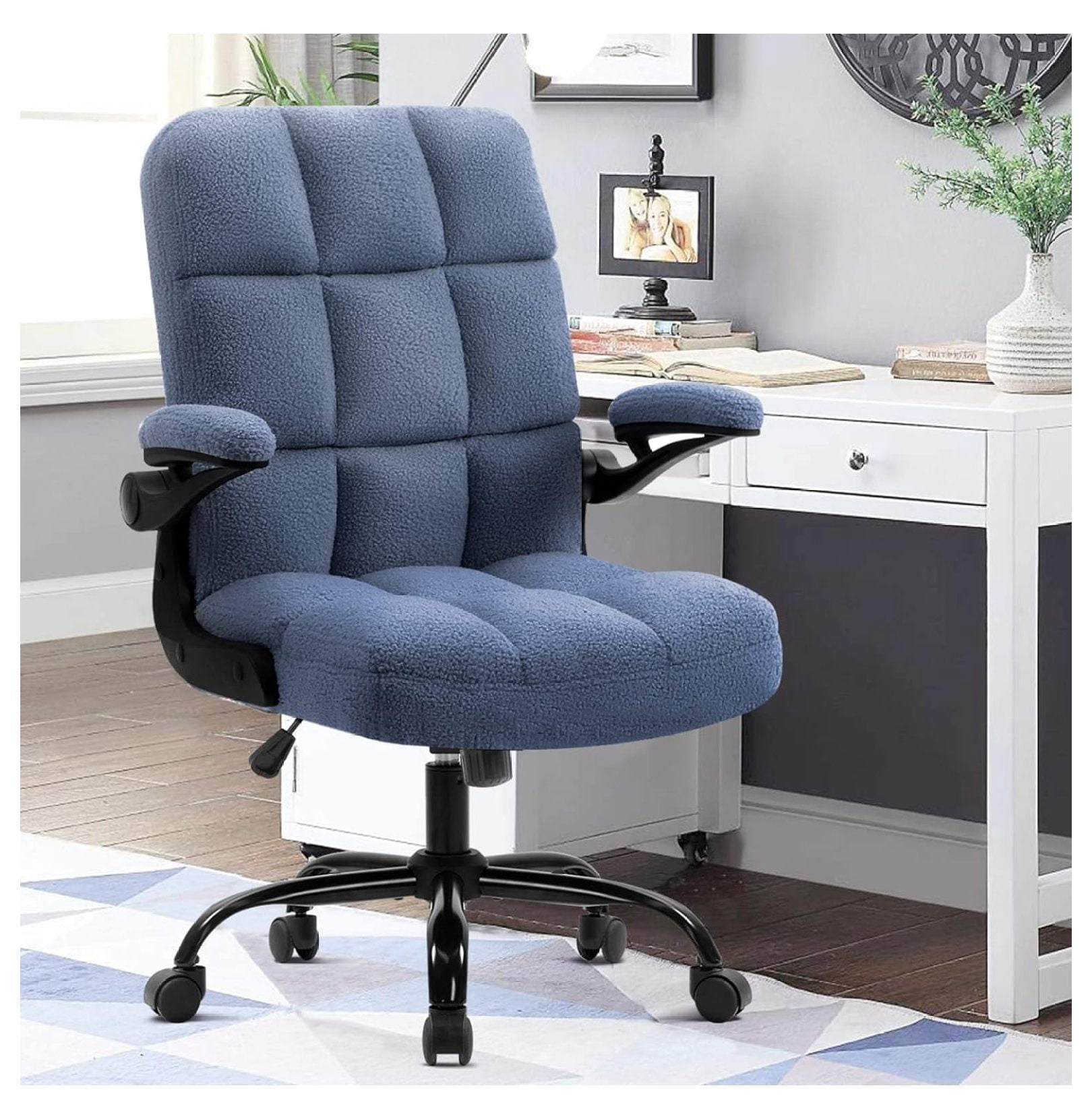 WIixle Blue Office Chair, Home Office Desk Chairs with up Armrest
