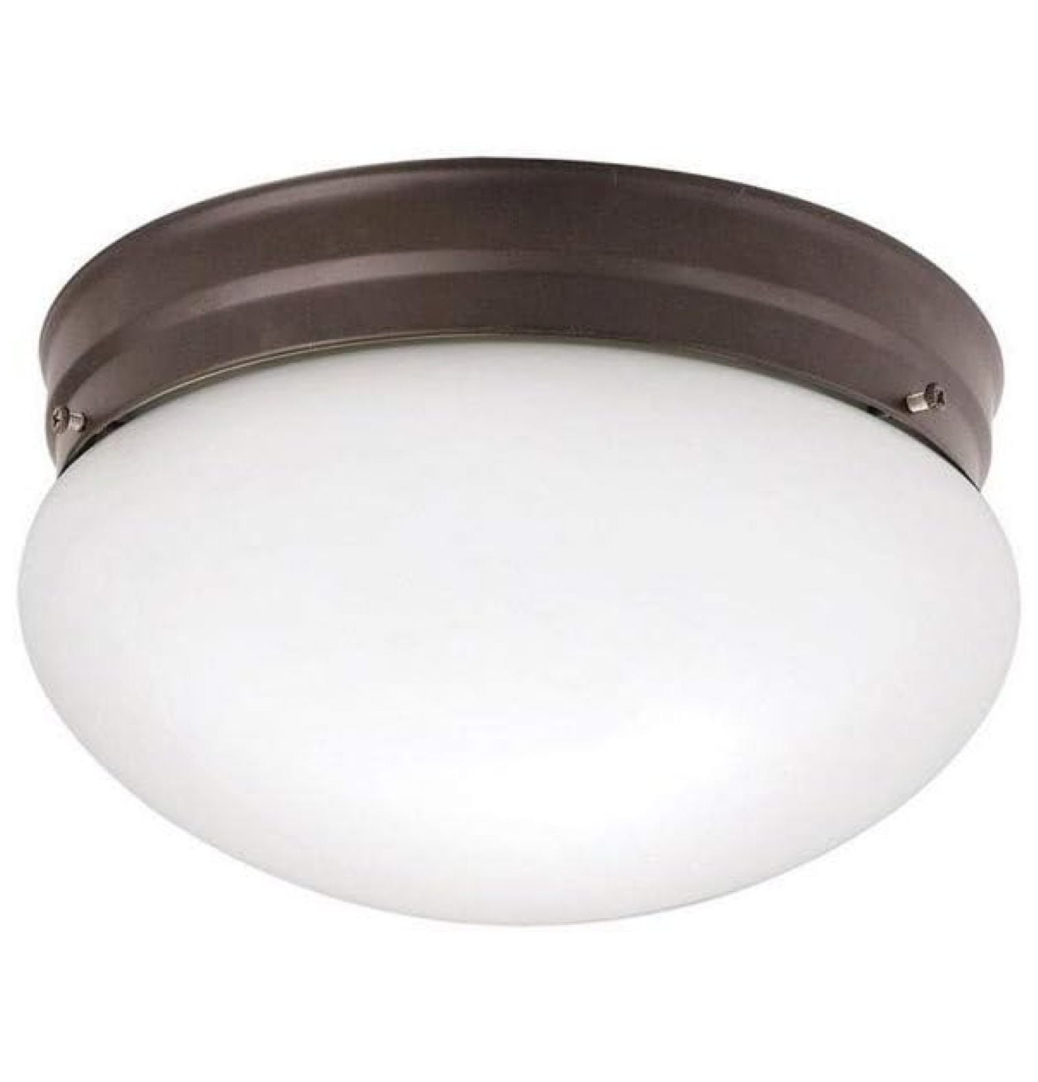 Olde Bronze 9" White Glass Bowl Flush Mount Ceiling Light
