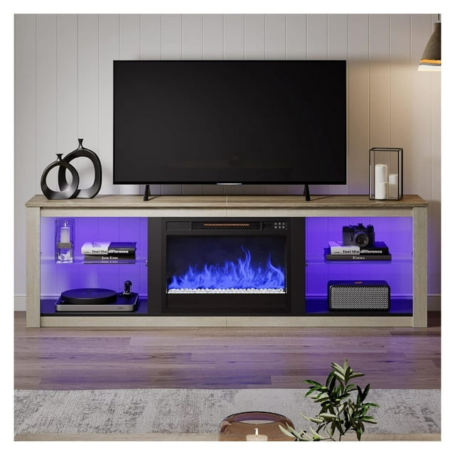 WIixle Fireplace TV Stand for 75 inch TV with 23 inch Electric